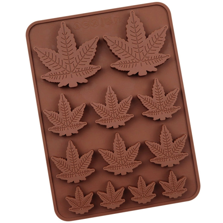 12 Grids Maple Leaf Silicone Baking Cookie Molds DIY Fire Paint Wax Mould - Chocolate Color