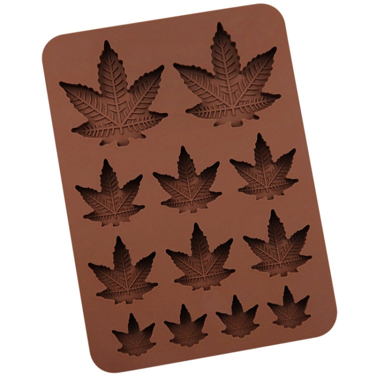 12 Grids Maple Leaf Silicone Baking Cookie Molds DIY Fire Paint Wax Mould - Chocolate Color