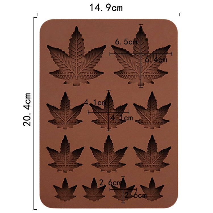12 Grids Maple Leaf Silicone Baking Cookie Molds DIY Fire Paint Wax Mould - Chocolate Color
