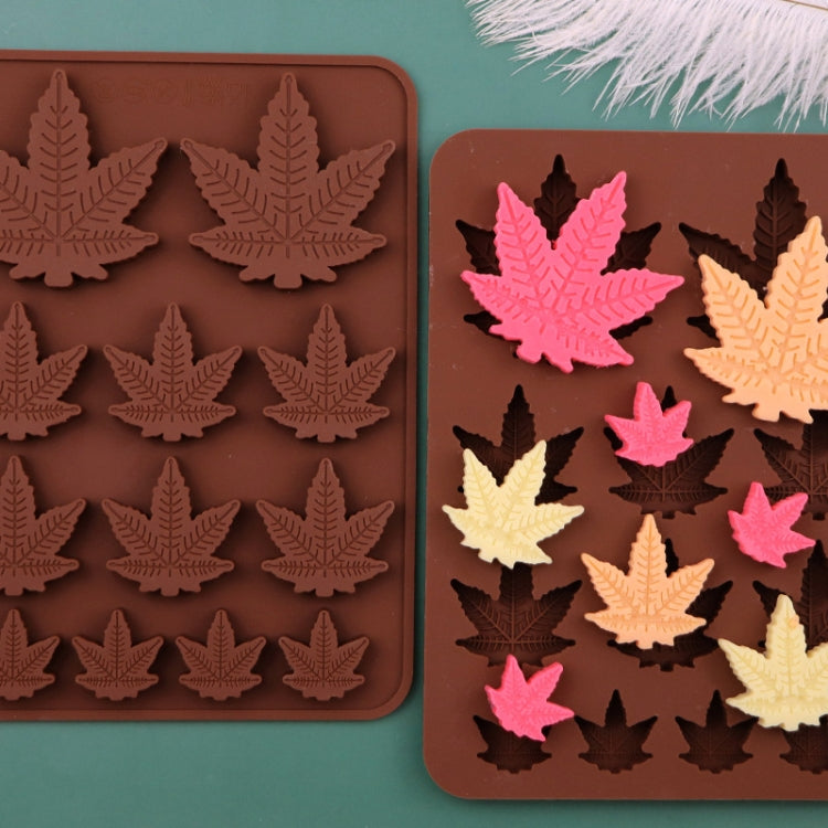 12 Grids Maple Leaf Silicone Baking Cookie Molds DIY Fire Paint Wax Mould - Chocolate Color