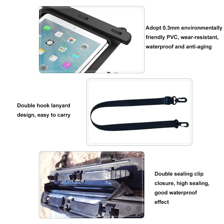 For Below 12 Inches Tablet PC Outdoor Drifting Swimming IPX8 30m Waterproof Bag - Frosted Translucent
