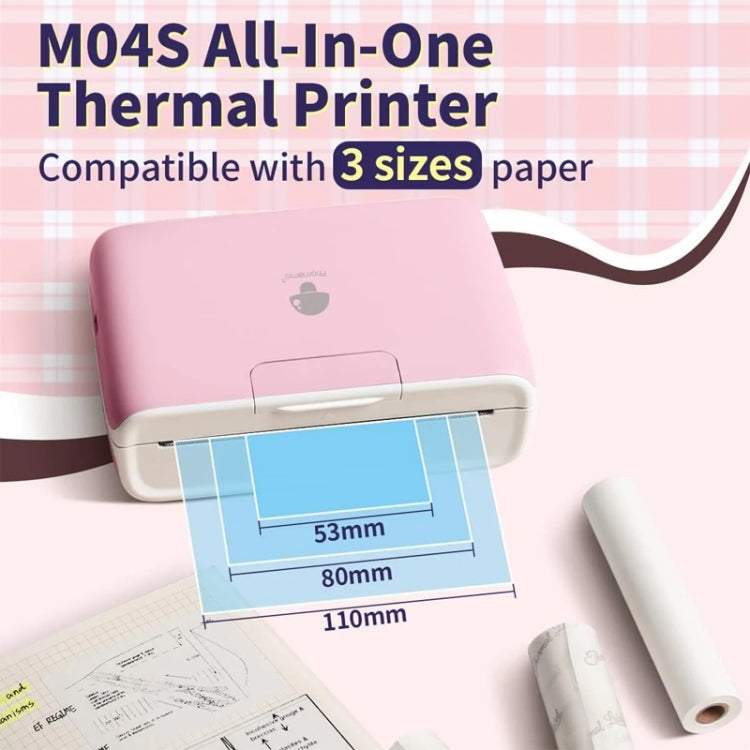 Phomemo M04S Thermal Printer Support 4 Inch Printing Width 300dpi Bluetooth Inkless Printer - Pink