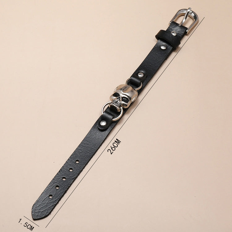 Simple Skull Leather Bracelet Personalized Trendy Street Hand Jewelry - Black