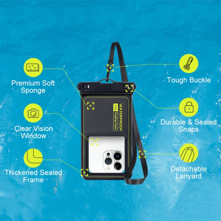 For 6.9-Inch Phone Outdoor Swimming Touch Screen Floating IPX8 30m Waterproof Bag