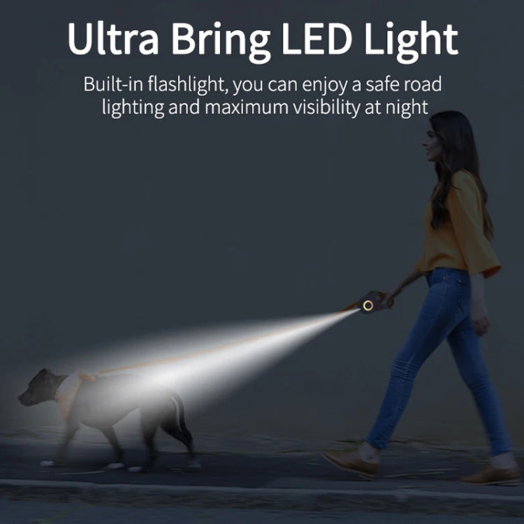 LED Light Luminous Pet Dog Leash Automatic Retractable Dog Walking Leash, Color: 3m Orange