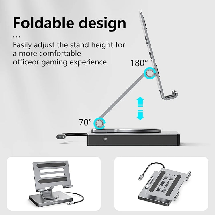Blueendless 4K/60Hz Multifunctional Folding Tablet Type-C Docking Station Bracket, Spec: 9-in-1