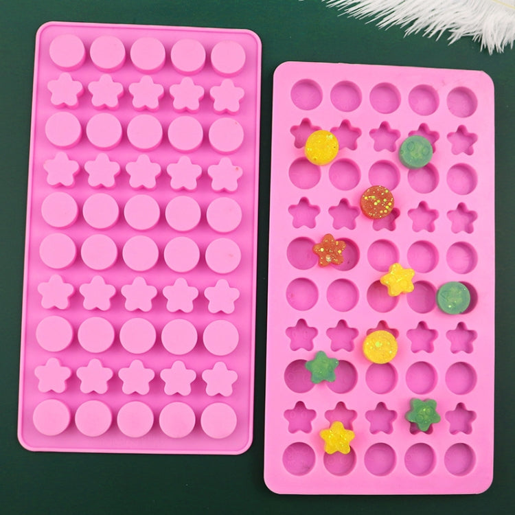 50 Grids Round Pentagram Chocolate Fondant Drip Cookie Molds DIY Jelly Pudding Mould - Pink