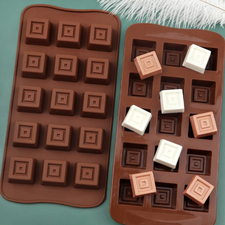 15 Grids Square Soap Mould DIY Silicone Chocolate Mold - Chocolate Color
