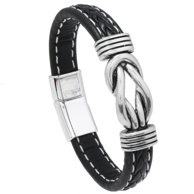 Simple Alloy Magnetic Clasp Leather Bracelet Personalized Braided Bracelet, Style: Black 22.5cm