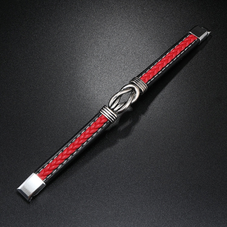Simple Alloy Magnetic Clasp Leather Bracelet Personalized Braided Bracelet, Style: Black 21cm