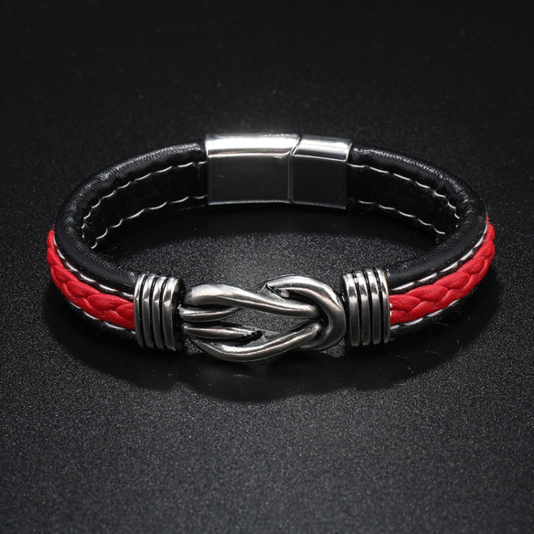Simple Alloy Magnetic Clasp Leather Bracelet Personalized Braided Bracelet, Style: Black 21cm