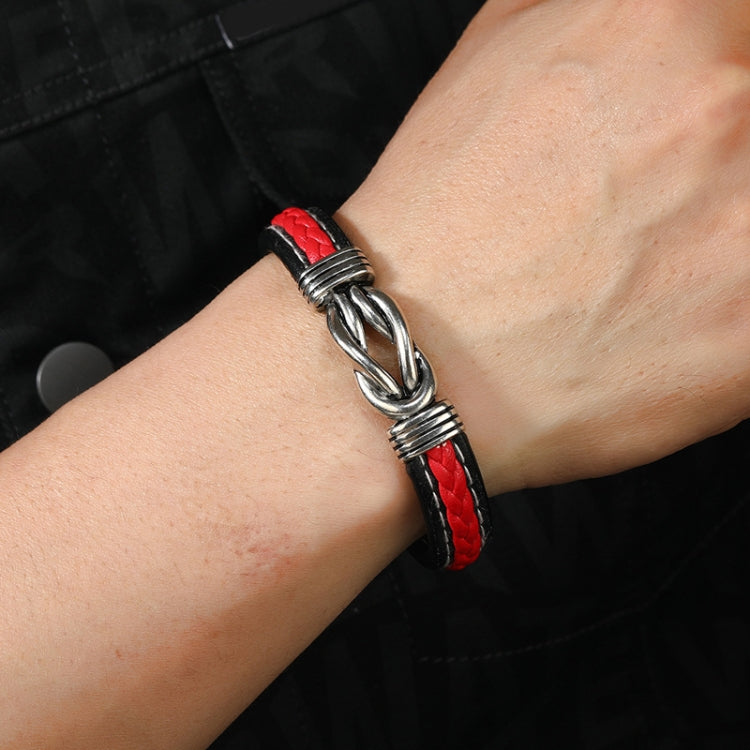 Simple Alloy Magnetic Clasp Leather Bracelet Personalized Braided Bracelet, Style: Blue 21cm