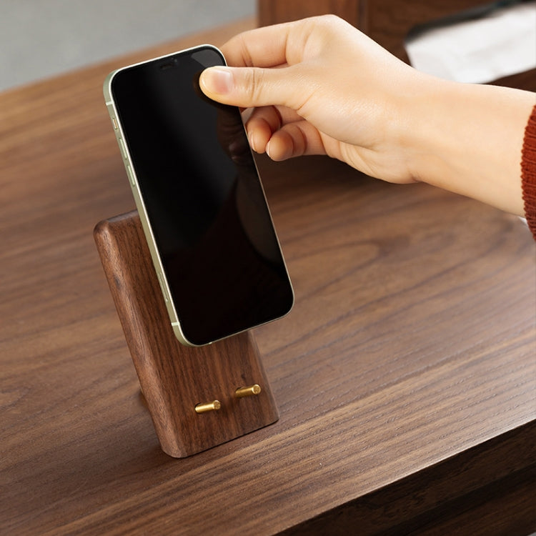 Wooden Desktop Mobile Phone Holder Simple Black Walnut Smartphone Stand