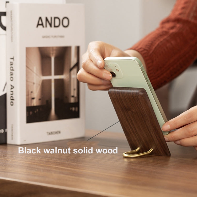 Wooden Desktop Mobile Phone Holder Simple Black Walnut Smartphone Stand