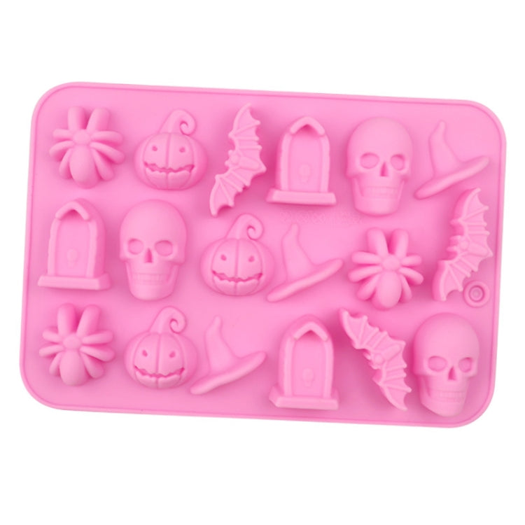 18 Grids Halloween Skull Chocolate Silicone Molds DIY Cake Decoration Mould - Pink