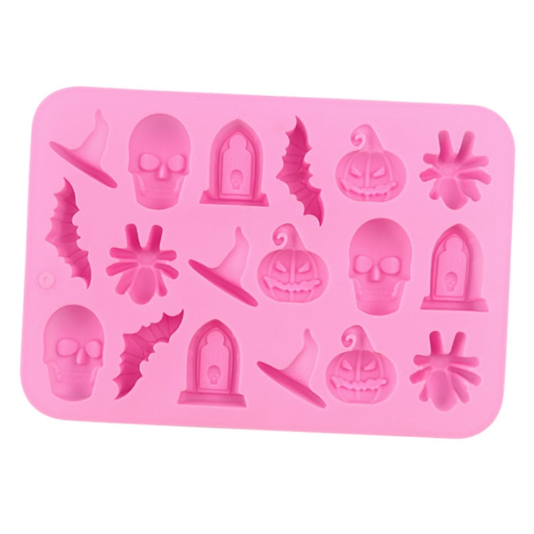 18 Grids Halloween Skull Chocolate Silicone Molds DIY Cake Decoration Mould - Pink