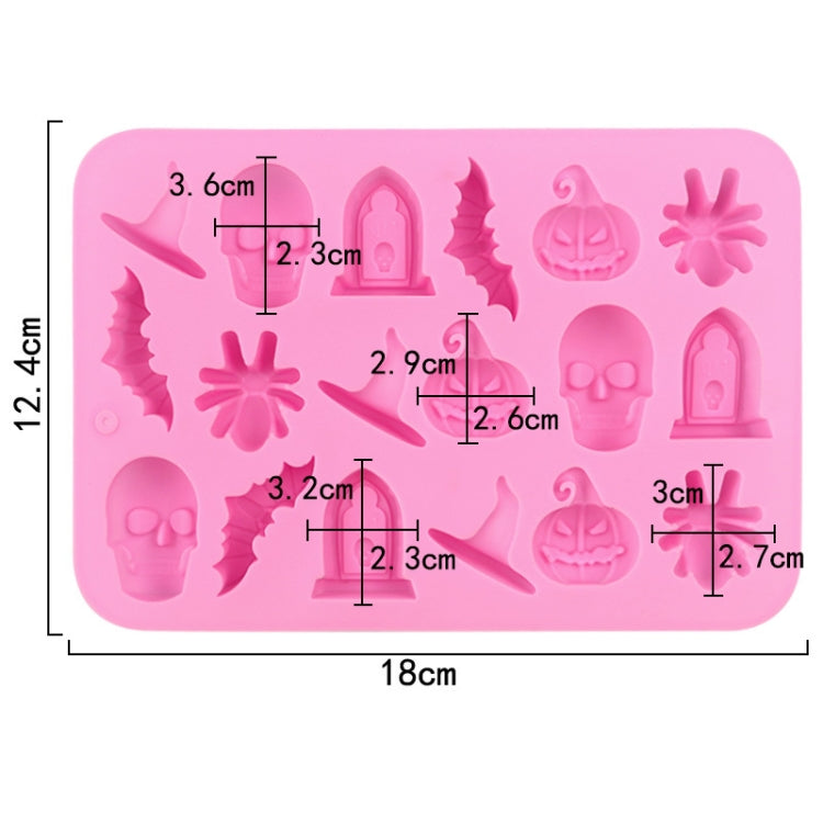 18 Grids Halloween Skull Chocolate Silicone Molds DIY Cake Decoration Mould - Pink