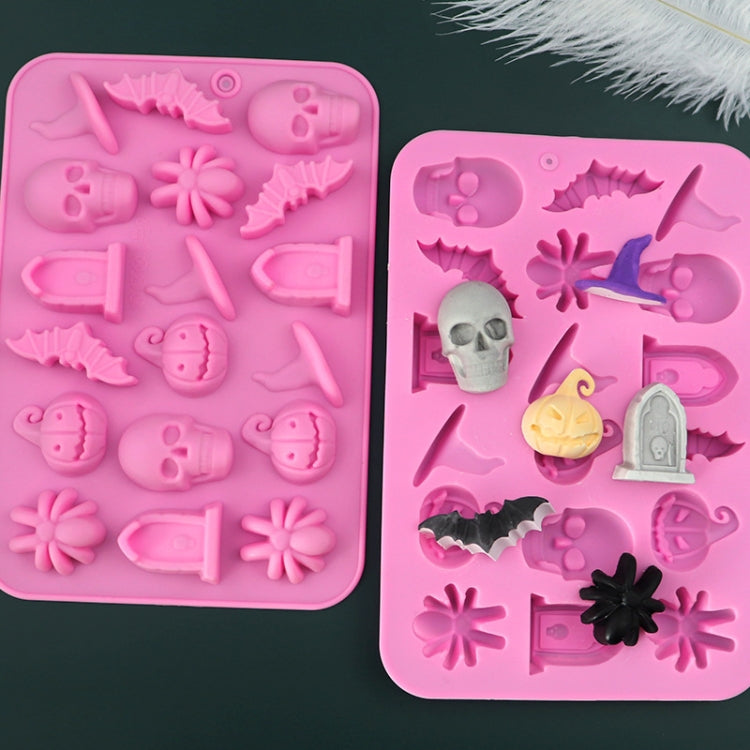 18 Grids Halloween Skull Chocolate Silicone Molds DIY Cake Decoration Mould - Pink