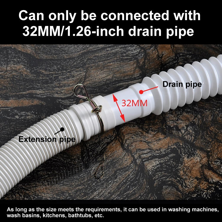 4m Diameter 32mm Extended Drain Hose for Washing Machine / Kitchen Basin / Bathtub