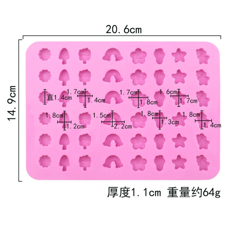 48 Grids Nature Objects Silicone Fondant Mold Mini Fire Paint Wax Standing Mould - Pink