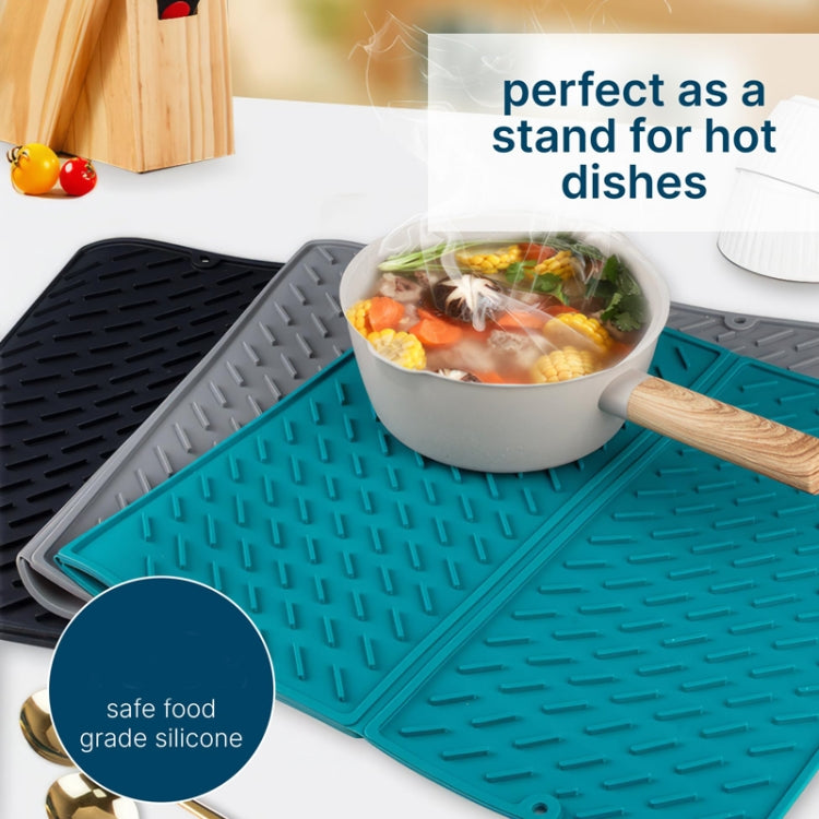 62 x 40cm  Trifold Silicone Drain Pad Bowl and Dish Drying Mat for Kitchen Counter