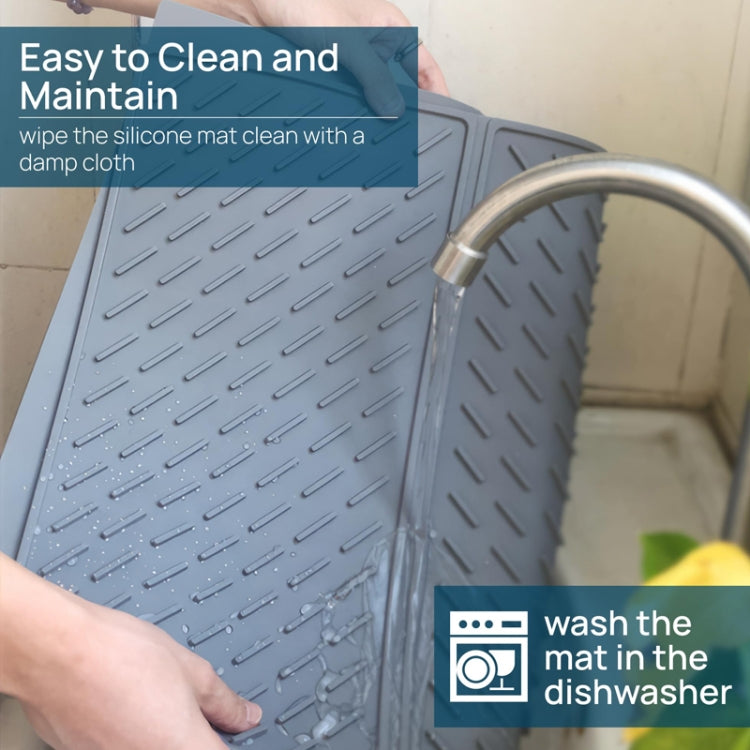 62 x 40cm  Trifold Silicone Drain Pad Bowl and Dish Drying Mat for Kitchen Counter