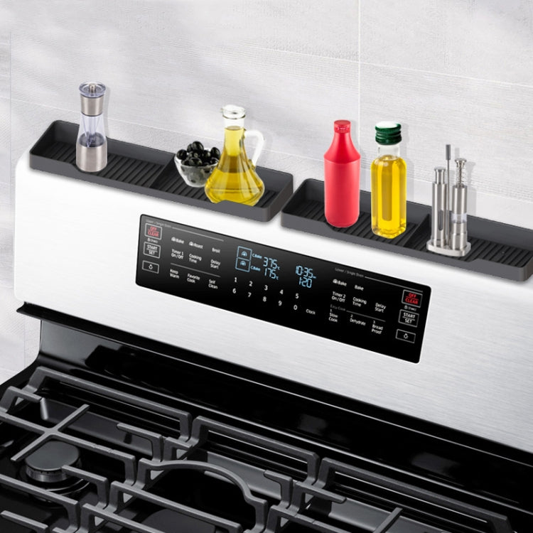 1pair Kitchen Silicone Oven Storage Rack Integrated Roaster Spice Organizer, Color: Black