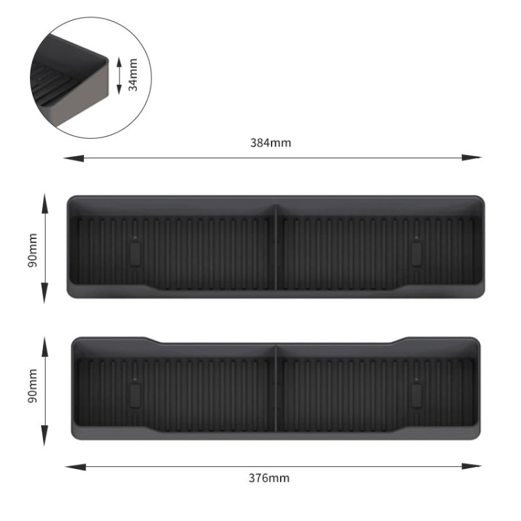 1pair Kitchen Silicone Oven Storage Rack Integrated Roaster Spice Organizer, Color: Black