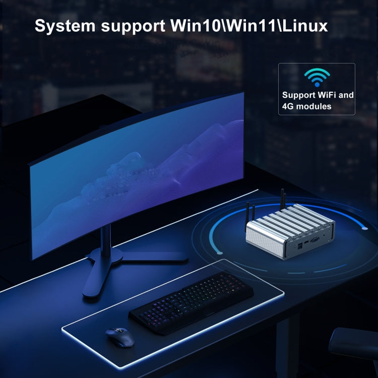 HYSTOU P09B-J4125-4L 8GB DDR4+128GB SSD Industrial Computer Soft Route From 2.5G Multi -Network HTPC Server Mini Console