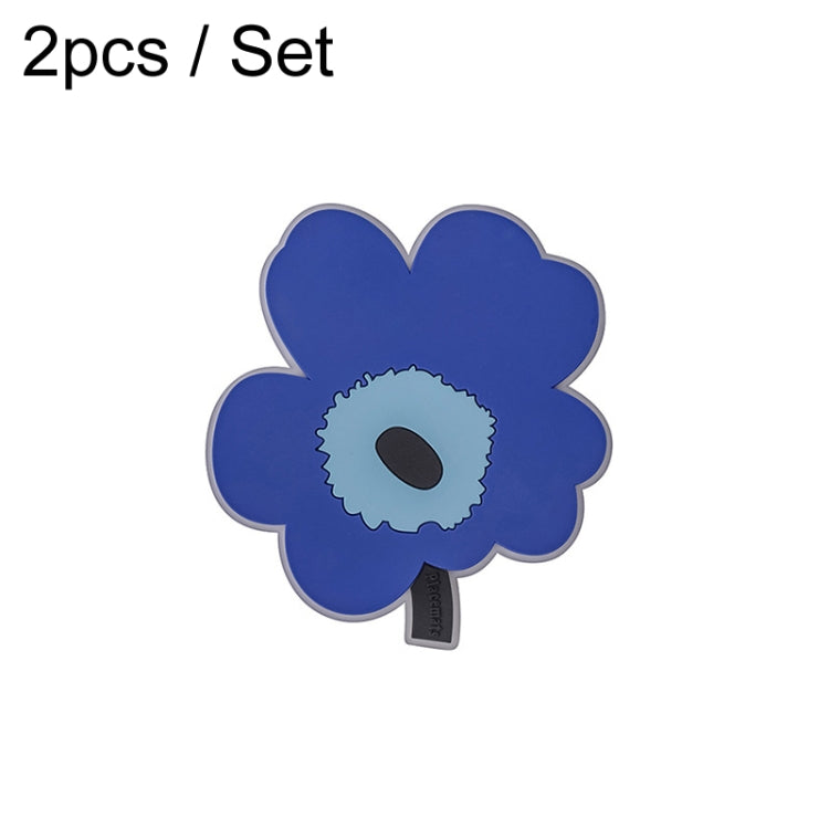 2pcs / Set Household Leaf Heat Insulation Mat Kitchen High Temperature Resistant Baking Placemats, Style: Blue Small