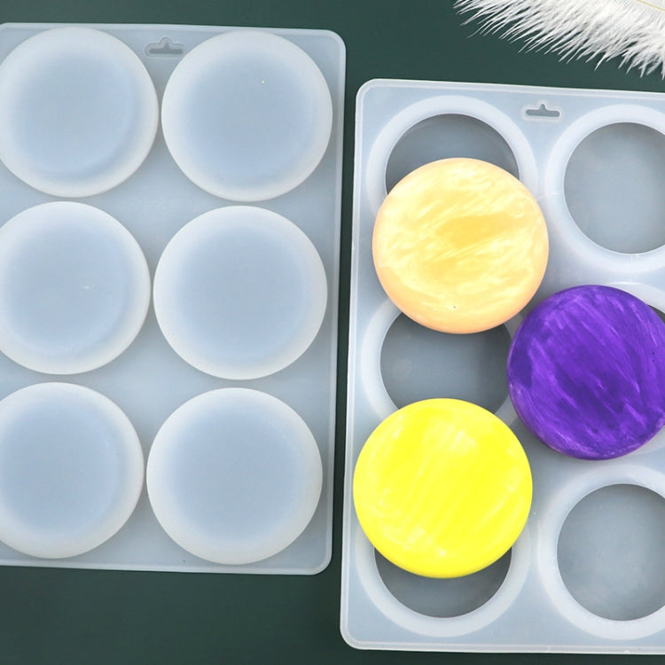 6 Grids Round Silicone Cake Molds Home DIY Handmade Soap Mould - Transparent