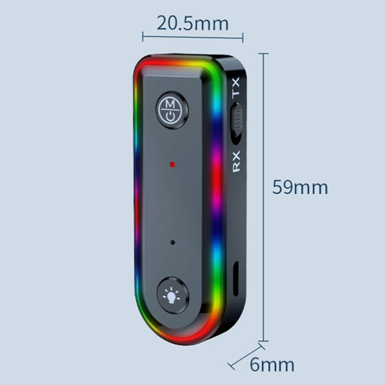 Q3 2-in-1 RGB Light Bluetooth Audio Receiver Launcher Car Audio Adapter