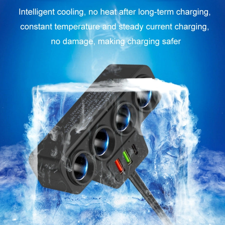 1 to 4 Q3.0 Car Cigarette Lighter Fast Charging 120W Car Conversion Plug - BY-1369