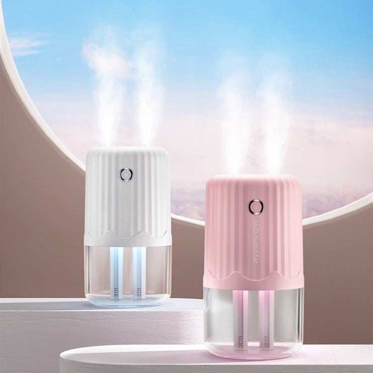 T06 Large-Capacity Atmosphere Night Light Household Dual Spray Air Humidifier, Color: Pink Battery