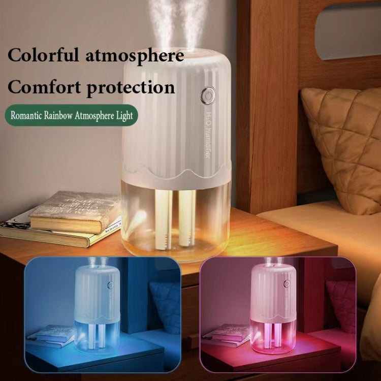 T06 Large-Capacity Atmosphere Night Light Household Dual Spray Air Humidifier, Color: Purple Battery
