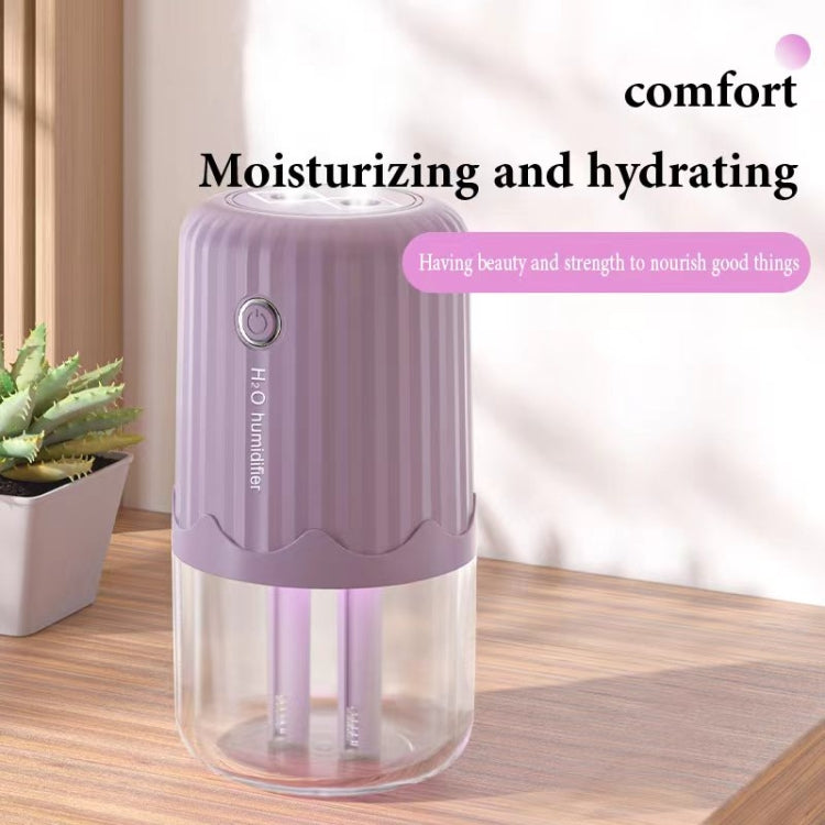 T06 Large-Capacity Atmosphere Night Light Household Dual Spray Air Humidifier, Color: Pink Battery