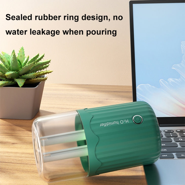 T06 Large-Capacity Atmosphere Night Light Household Dual Spray Air Humidifier, Color: Green Battery