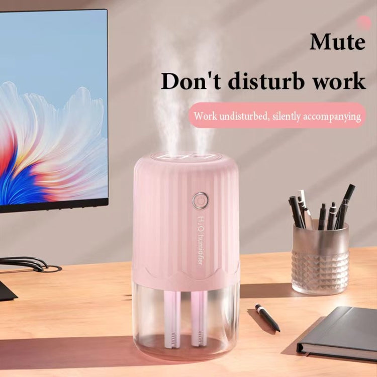 T06 Large-Capacity Atmosphere Night Light Household Dual Spray Air Humidifier, Color: White Plug-in