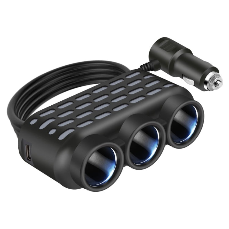 1 To 3 12V/24V Car Cigarette Lighter Charger Multi-function Seven-color Light - 120W