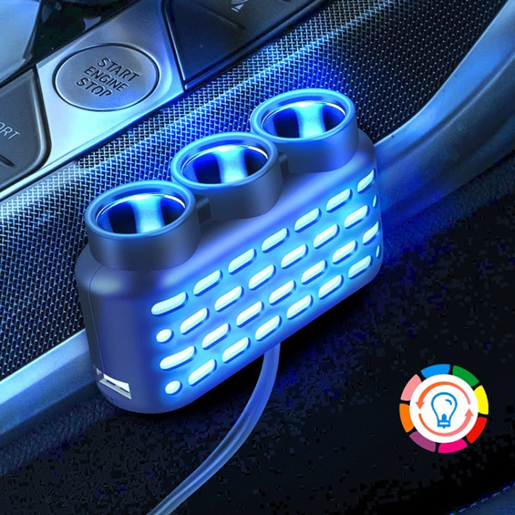 1 To 3 12V/24V Car Cigarette Lighter Charger Multi-function Seven-color Light - 120W