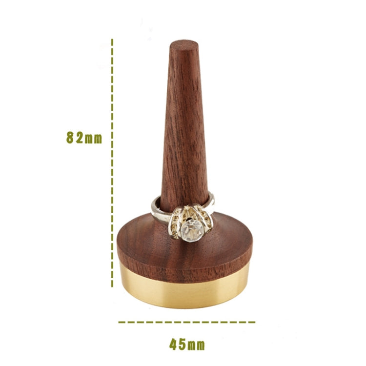 Black Walnut Wood With Brass Stand Ring Holder For Jewelry
