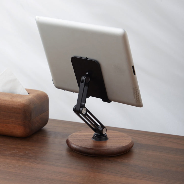 360 Degree Rotating Walnut Mobile Phone Holder Foldable Tablet Stand