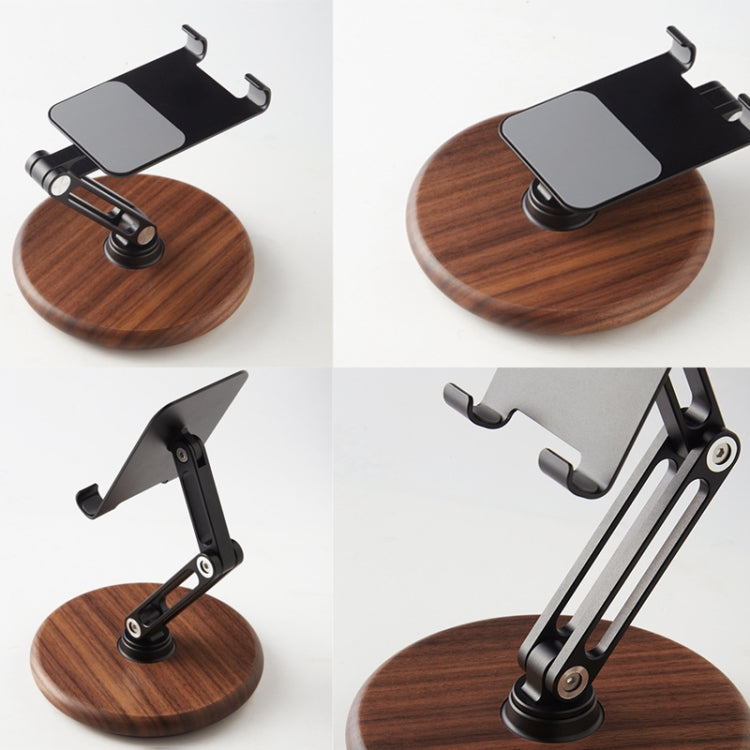 360 Degree Rotating Walnut Mobile Phone Holder Foldable Tablet Stand