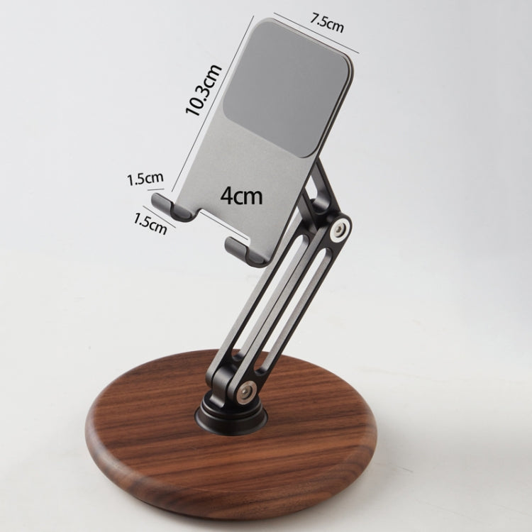360 Degree Rotating Walnut Mobile Phone Holder Foldable Tablet Stand