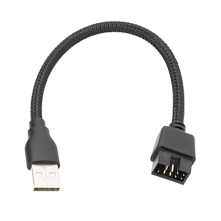 20cm USB-A Male To 9Pin Motherboard Built-In RGB Data To External U Port Adapter Cable - Black