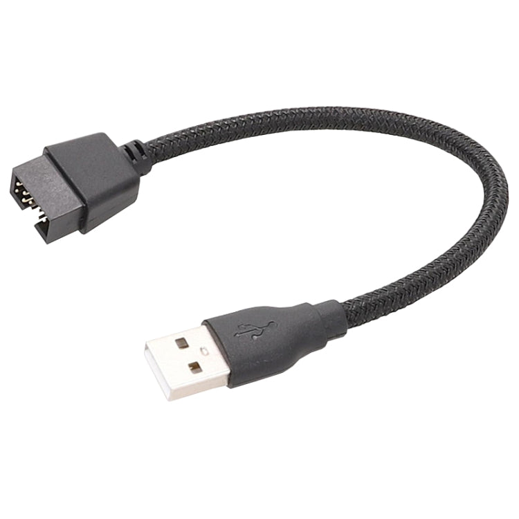 20cm USB-A Male To 9Pin Motherboard Built-In RGB Data To External U Port Adapter Cable - Black