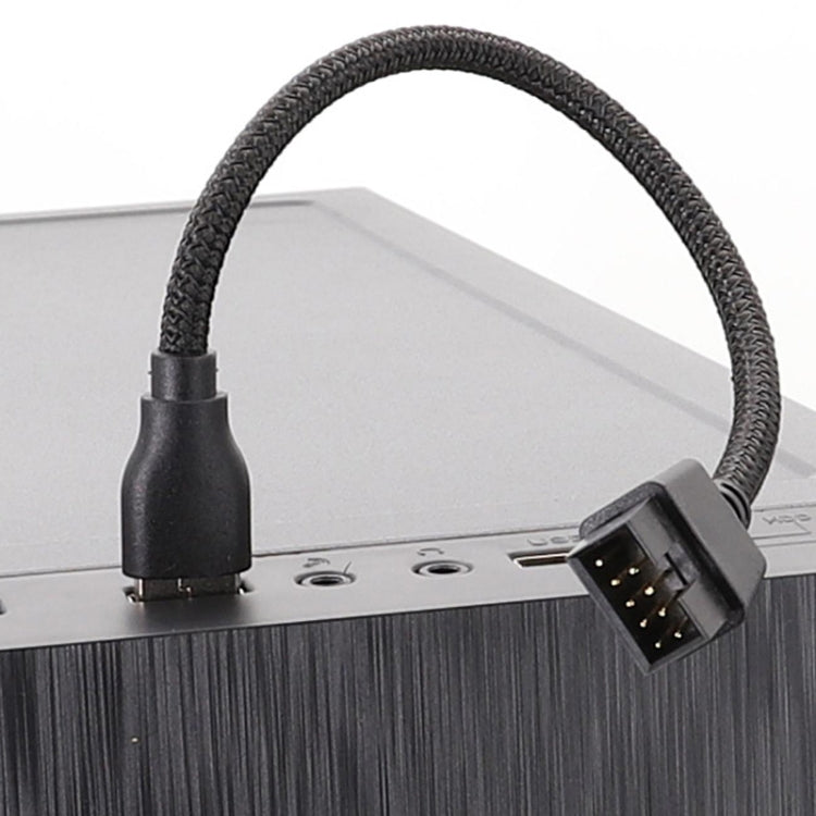20cm USB-A Male To 9Pin Motherboard Built-In RGB Data To External U Port Adapter Cable - Black
