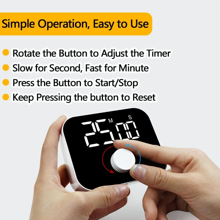 YS LED Rotating Timer IlSent Kitchen Time Manager - White
