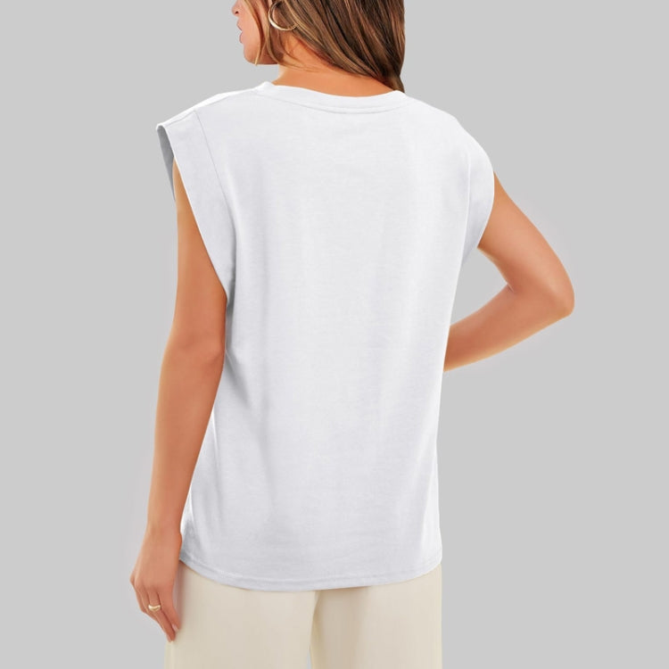 Women Summer Loose Top Basic T-Shirt Round Neck Casual Tank, Size: S