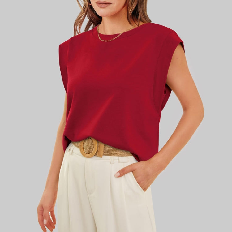 Women Summer Loose Top Basic T-Shirt Round Neck Casual Tank, Size: S